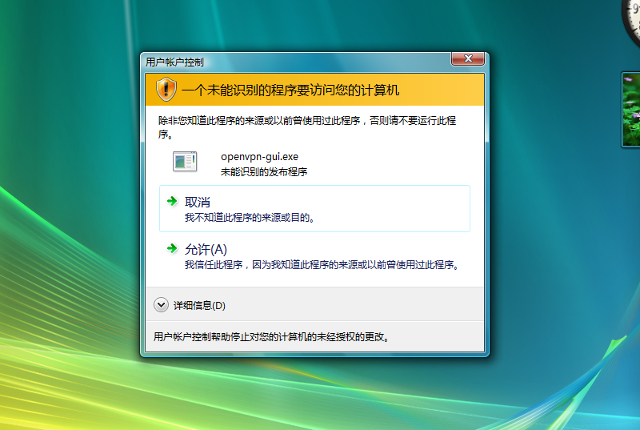 Setting up OpenVPN on Windows Vista, step 15