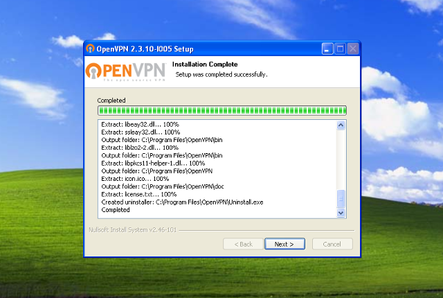 Setting up OpenVPN on Windows XP, step 8