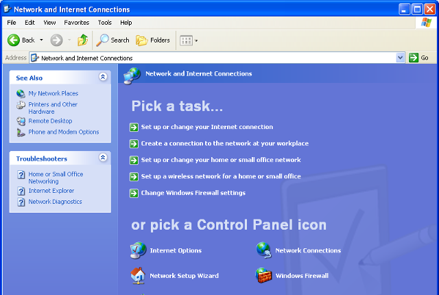 Setting up PPTP VPN on Windows XP, step 1