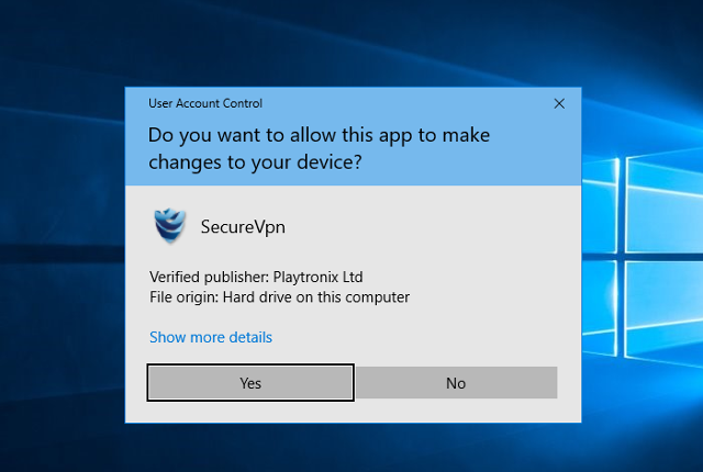 Setting up SecureVPN app for Windows, step 4
