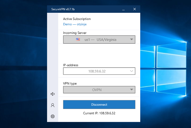 Setting up SecureVPN app for Windows, step 7