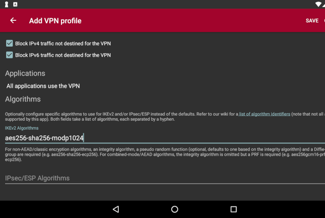 Setting up IKEv2 VPN on Android, step 4