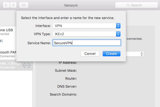 Setting up IKEv2 VPN on Mac OS X, step 3