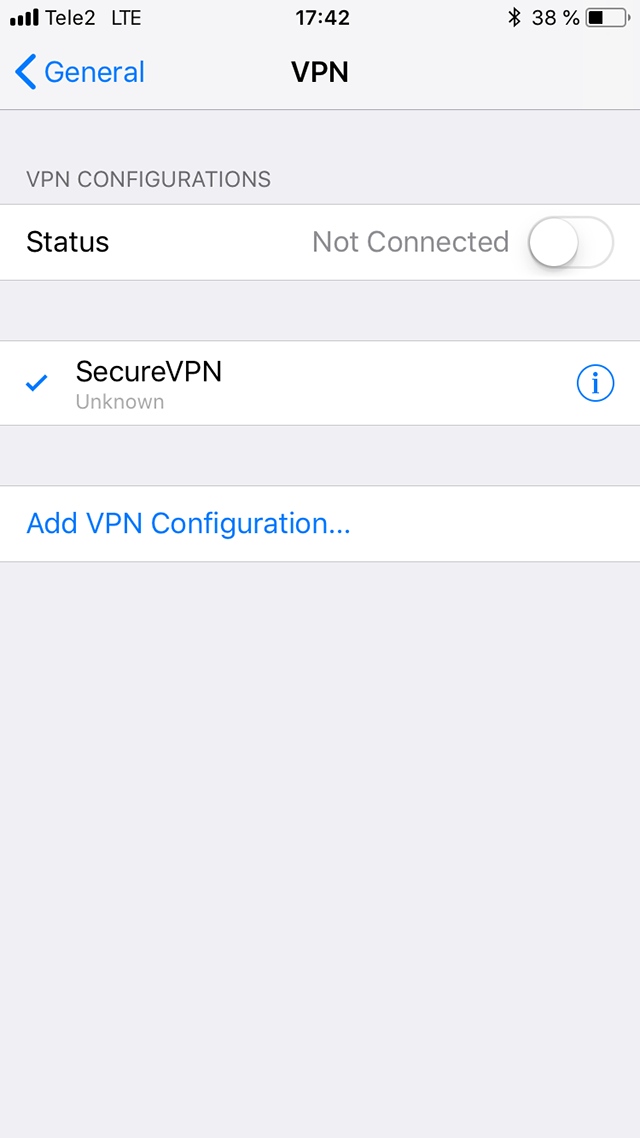 Setting up L2TP VPN on iOS, step 6