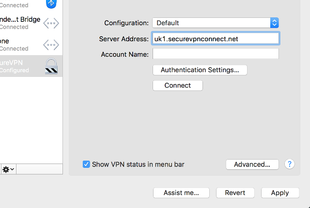 Setting up L2TP VPN on Mac OS X, step 11