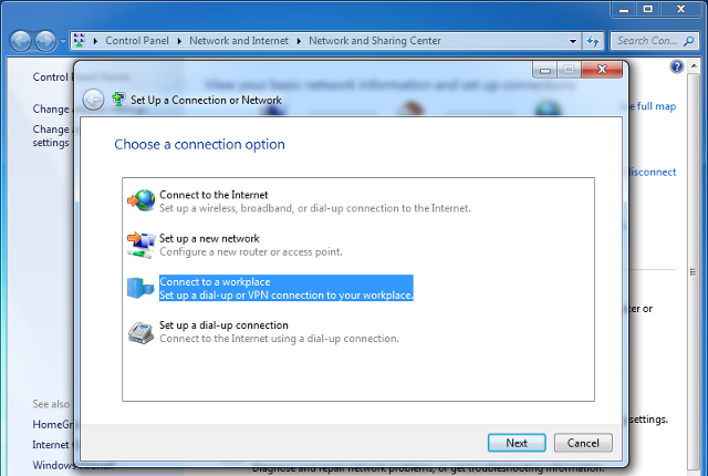 Setting up L2TP VPN on Windows 7, step 3