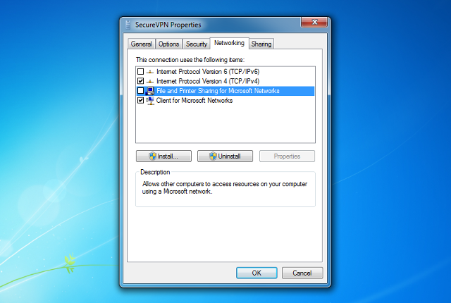 Setting up L2TP VPN on Windows 7, step 11