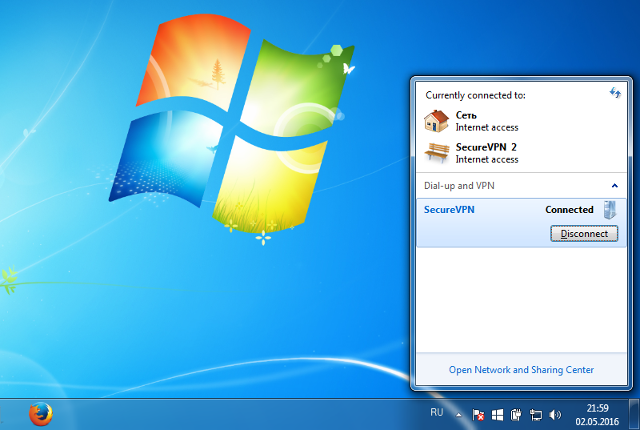 Setting up L2TP VPN on Windows 7, step 15