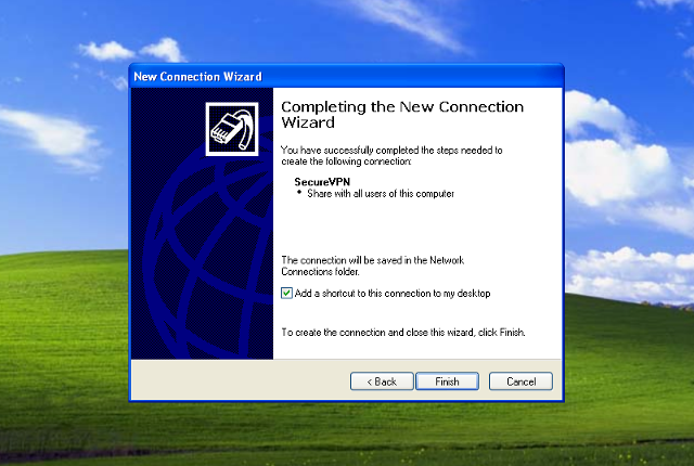 Setting up L2TP VPN on Windows XP, step 8