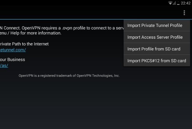 Setting up OpenVPN on Android, step 5