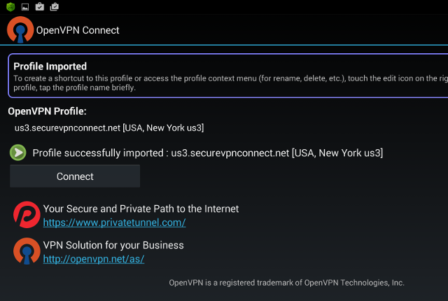 Setting up OpenVPN on Android, step 7