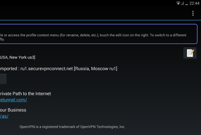 Setting up OpenVPN on Android, step 10