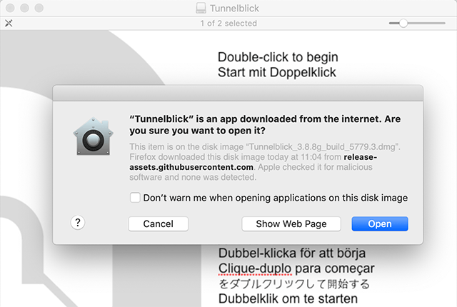 Setting up OpenVPN on Mac OS X, step 3