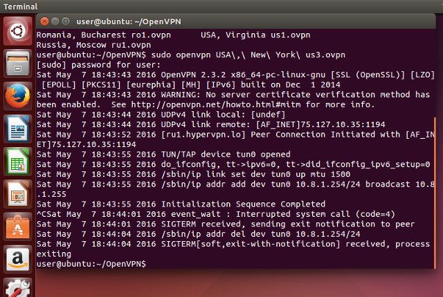 Setting up OpenVPN in Linux Ubuntu, step 8