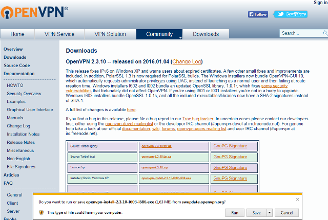 Setting up OpenVPN on Windows 7, step 1