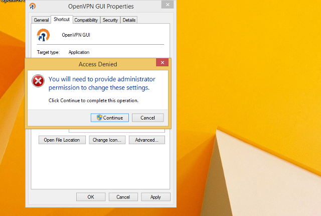 Setting up OpenVPN on Windows 8, step 12