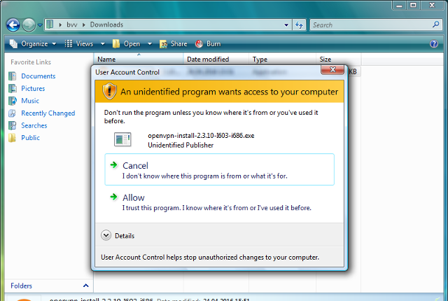Setting up OpenVPN on Windows Vista, step 2