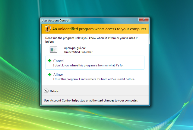 Setting up OpenVPN on Windows Vista, step 15