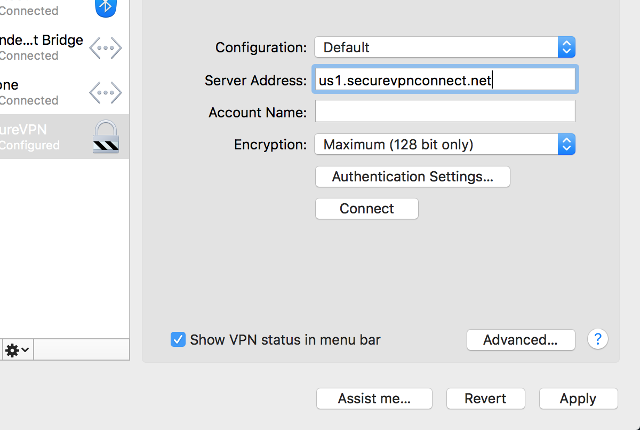 Setting up PPTP VPN on Mac OS X, step 6