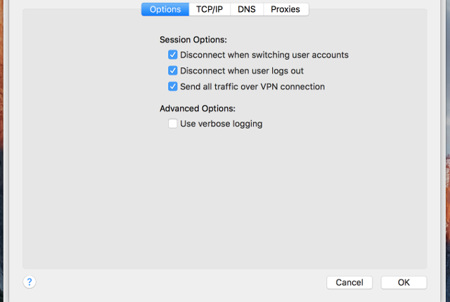 Setting up PPTP VPN on Mac OS X, step 7