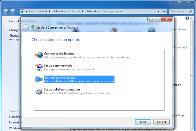 Setting up PPTP VPN on Windows 7, step 3