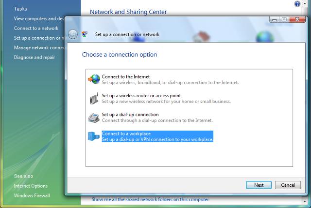 Setting up PPTP VPN on Windows Vista, step 3