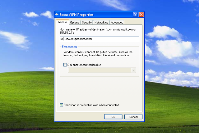 Setting up PPTP VPN on Windows XP, step 14