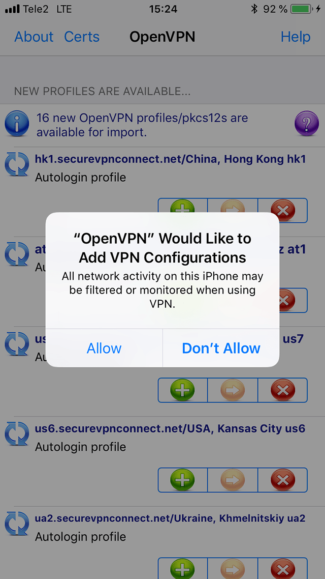 Настройка OpenVPN на iOS, шаг 6