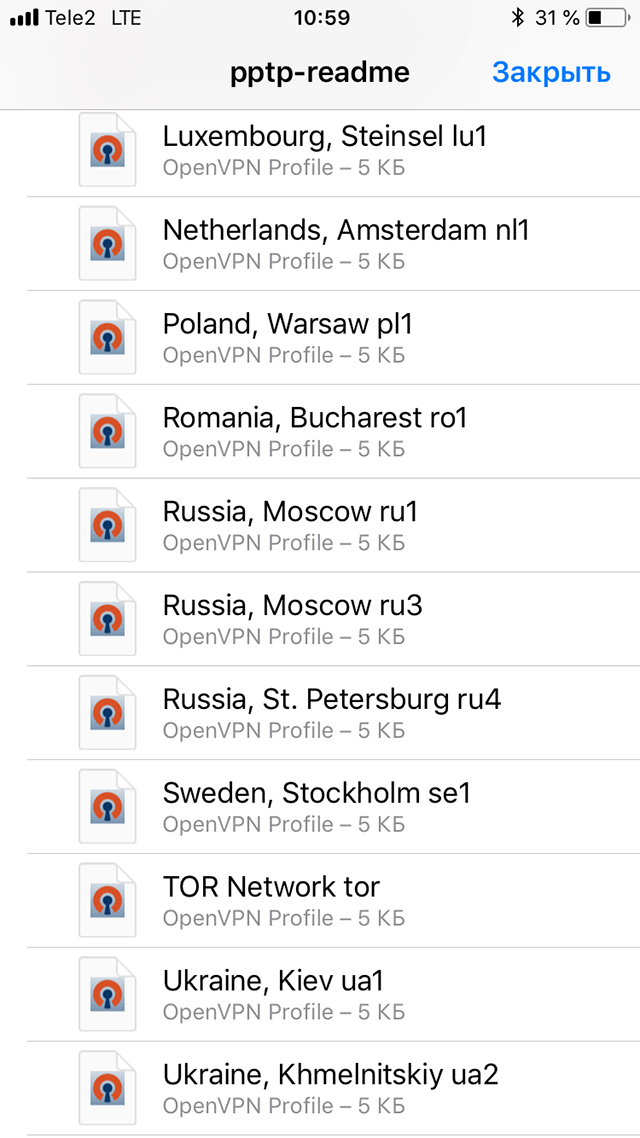 Настройка OpenVPN на iOS, шаг 5