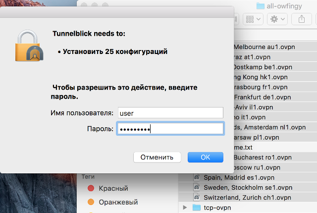 Настройка OpenVPN на Mac OS X, шаг 7