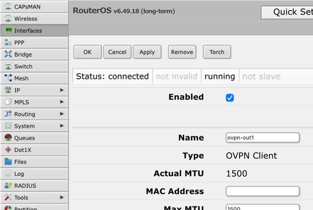 Настройка OpenVPN на Router OS, шаг 8