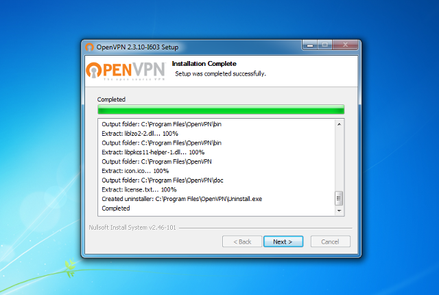 Настройка OpenVPN на Windows 7, шаг 8