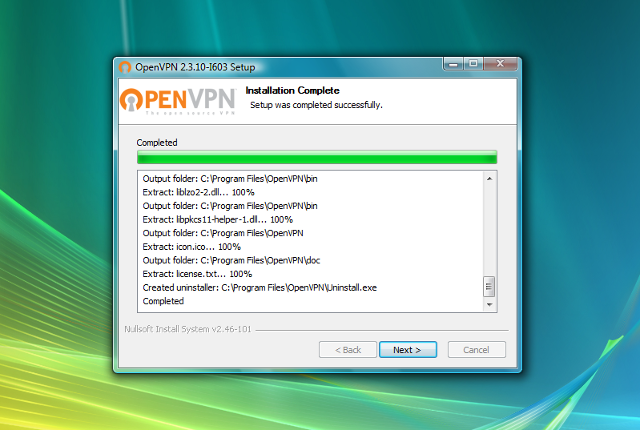 Настройка OpenVPN на Windows Vista, шаг 8