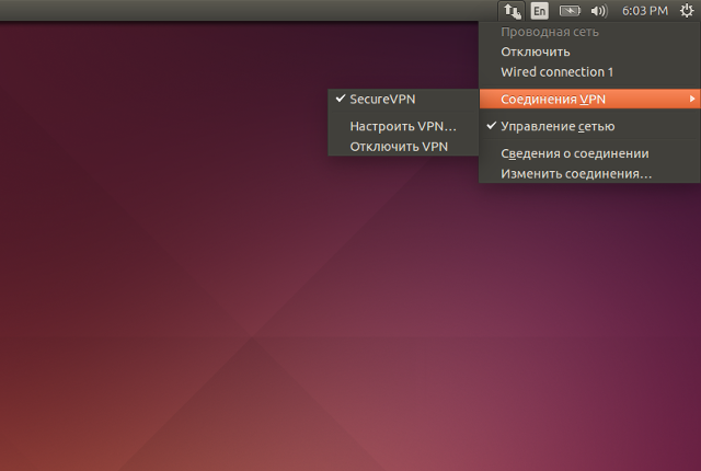 Настройка PPTP VPN в Linux Ubuntu, шаг 9